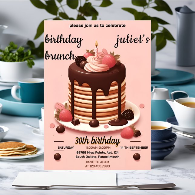 rosa Brunch 30års födelsedag Inbjudningar (Skapare uppladdad)