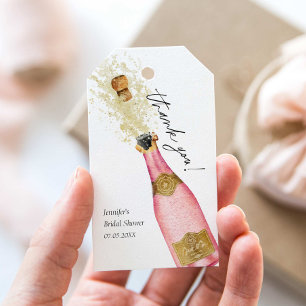 Rosa Brunch och Bubbel Tack Presentetikett