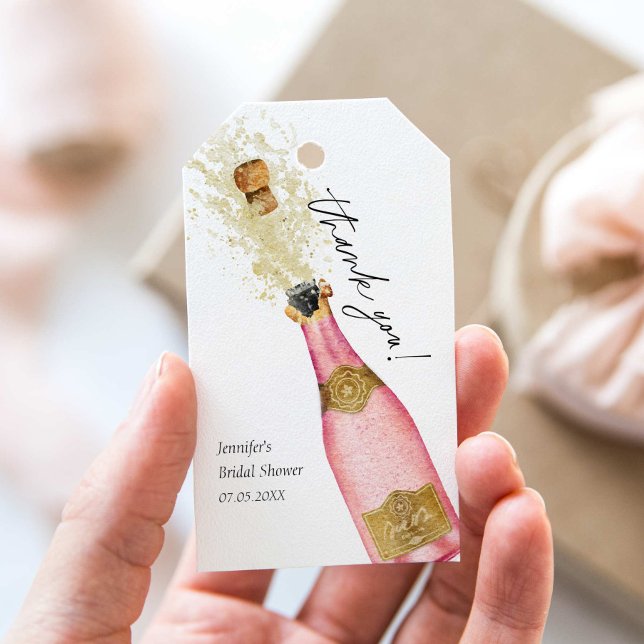 Rosa Brunch och Bubbel Tack Presentetikett (Pink Brunch and Bubbly thank you tag)