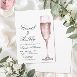 Rosa Brunch och Bubbly Bröllopsdusch Inbjudningar