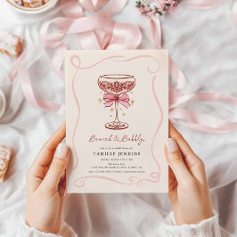 Rosa Brunch och Bubbly Bröllopsfestinbjudan Inbjudningar