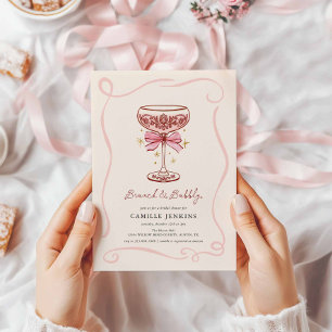 Rosa Brunch och Bubbly Bröllopsfestinbjudan Inbjudningar