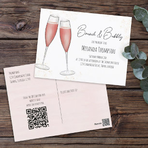 Rosa Brunch och Bubly Möhippa QR-kod Vykort