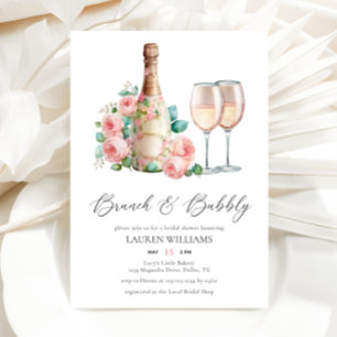 Rosa Brunch och Möhippan BubLY Champagne Inbjudningar