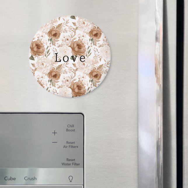 Rosa Brunt Kakaobrunna Blommor Magnet (In Situ (Fridge))
