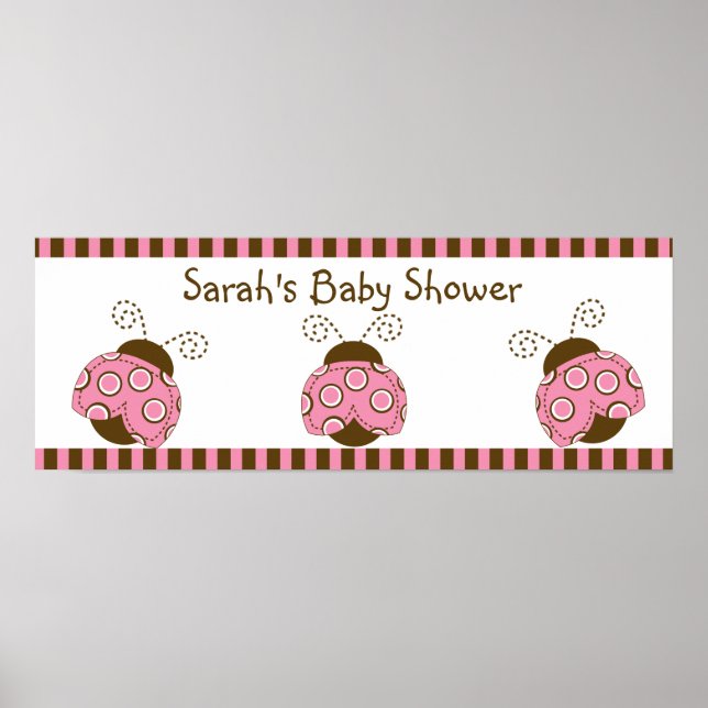 Rosa & brunt Mod Ladybug Poster/banderoll Poster (Framsidan)