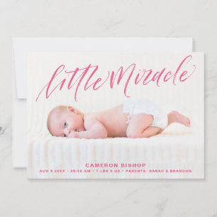 Rosa Brush Hand Lettering Birth Notification Meddelande