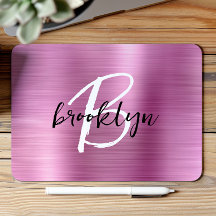 Rosa Brushed Metall Black White-skript, Monogram