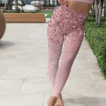 Rosa Brushed Metall Glitter Leggings<br><div class="desc">Trendig chic formgivning med mousserande glitter vid söt rosa på  rosa,  borstad metallbakgrund.</div>