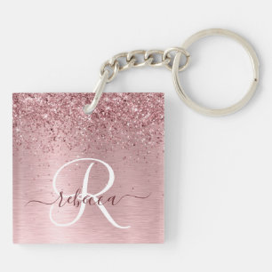 Rosa Brushed Metall Glitter Monogram Namn