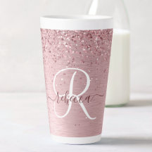 Rosa Brushed Metall Glitter Monogram Namn
