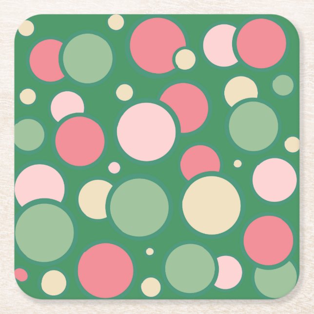 Rosa bubbel coaster underlägg papper kvadrat (Framsidan)