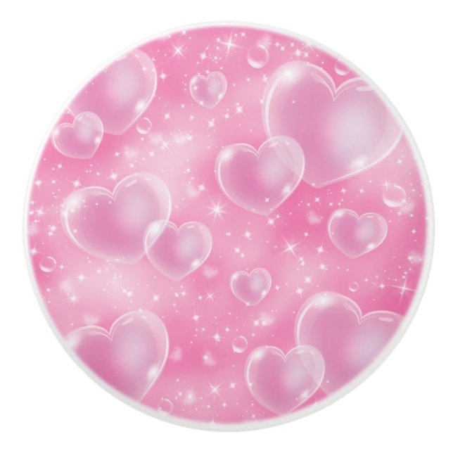 Rosa bubbelhjärtan söta flickaktig knopp (Framsidan)