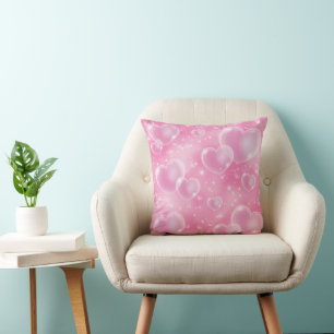 Rosa bubbelhjärtan söta flickaktig kudde