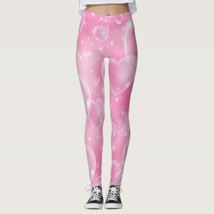 Rosa bubbelhjärtan Söta flickaktiga 90-tal Leggings