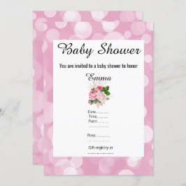 ROSA BUBBLE BLOMMIGT BABY SHOWER-INBJUDAN INBJUDNINGAR