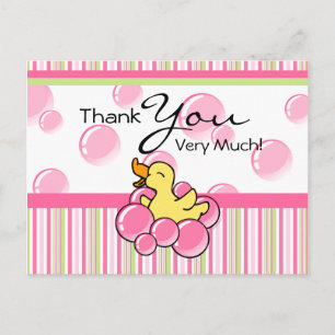 Rosa Bubble Ducky Tack Cards Vykort