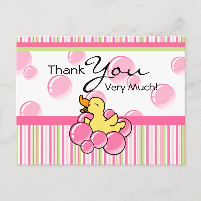 Rosa Bubble Ducky Tack Cards Vykort (Framsida)