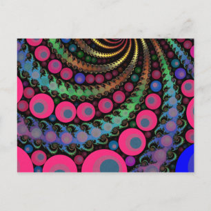 Rosa Bubble Fractal Mosaic Vykort