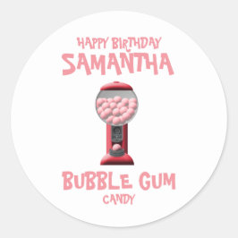 Rosa Bubble Gum Candy Maskin Runt Klistermärke