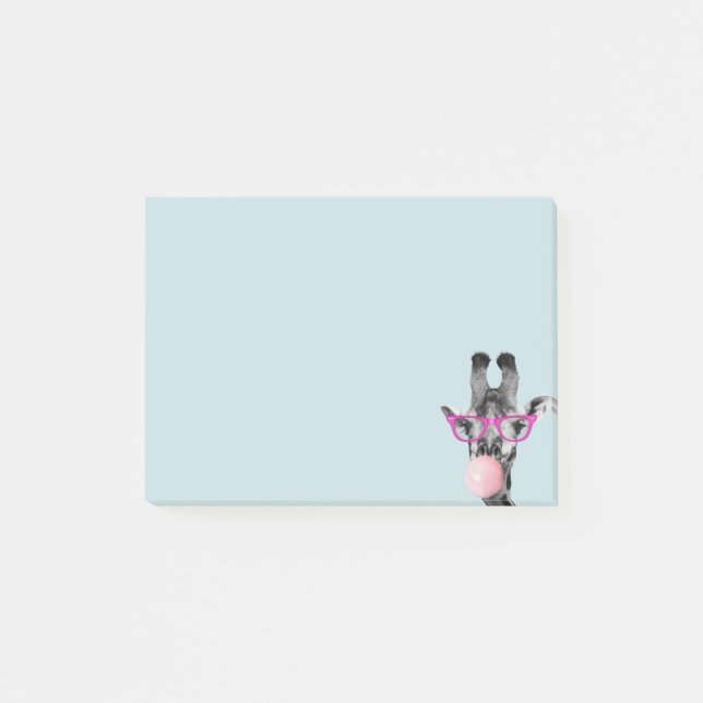 Rosa Bubble Gum Cute Giraffe Glass Post-it Block (Framsida)