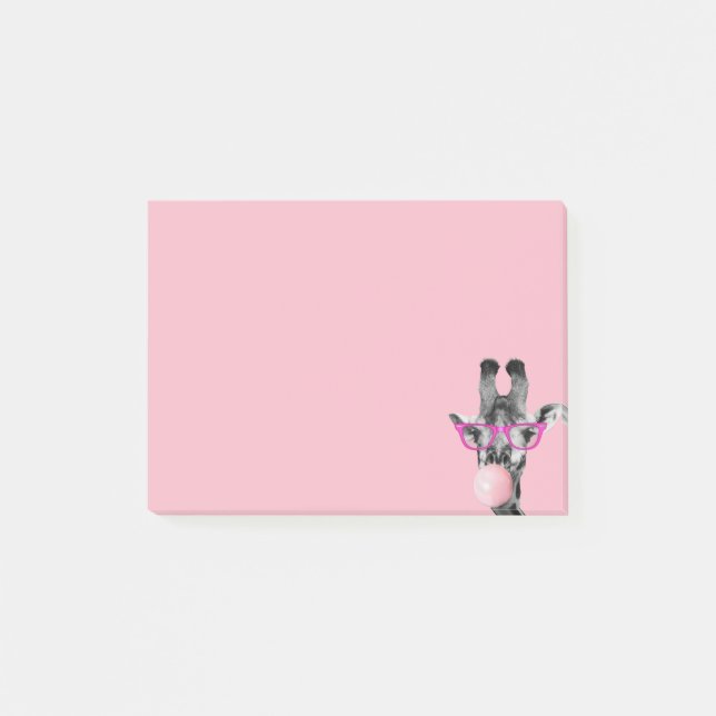 Rosa Bubble Gum Cute Giraffe Glass Post-it Block (Framsida)