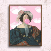 Rosa Bubble Gum Dam Altered Art Poster