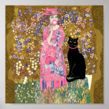 Rosa Bubble Gum Dam med Gustav Klimt Art