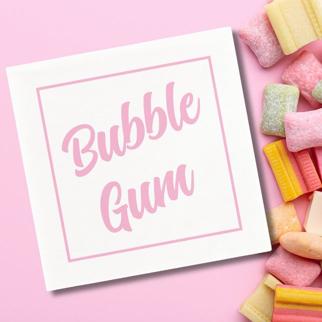 Rosa Bubble Gum Enkel Typografi Födelsedagsfest Pappersservett (Skapare uppladdad)