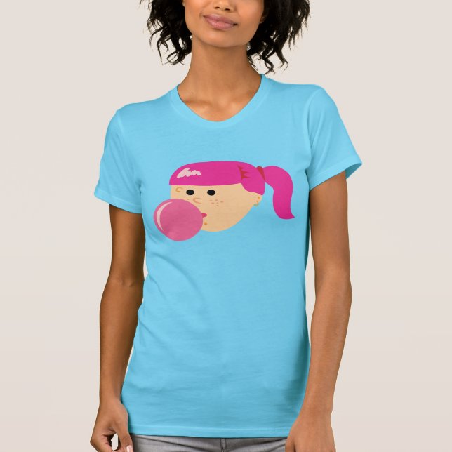 Rosa Bubble Gum Girl Tee Shirt (Framsida)