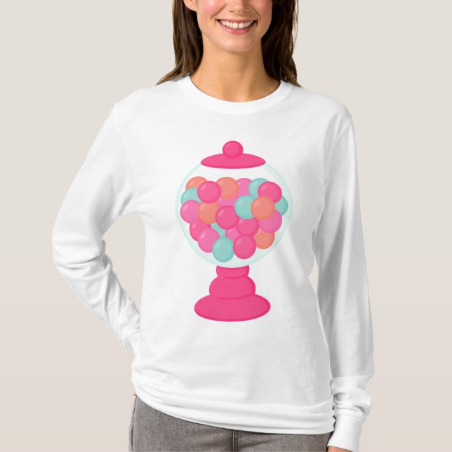 Rosa Bubble Gum Maskin T Shirt (Framsida)