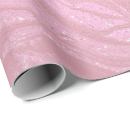 Rosa Bubble Gum  Molten Marble Glass Abstrakt Presentpapper