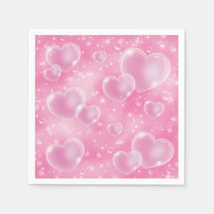 Rosa Bubble Hearts Cute Girly 90's Stil Pappersservett