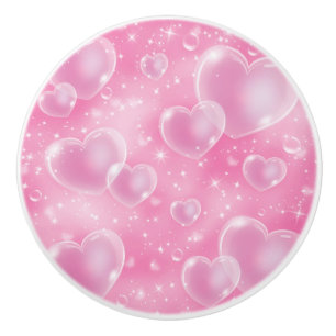 Rosa Bubble Hearts Cute Girly Knopp