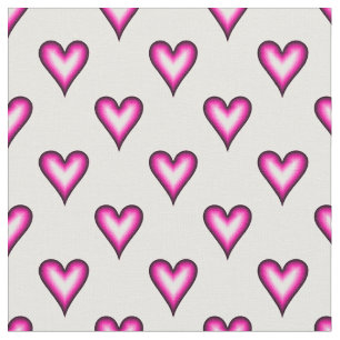 Rosa Bubble Hearts on White Tyg