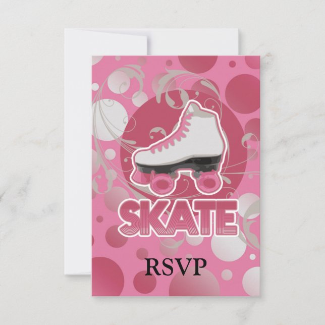 Rosa Bubble Swirl Roller Skate OSA Kort (Framsida)