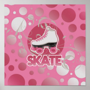Rosa Bubble Swirl Roller Skate Poster