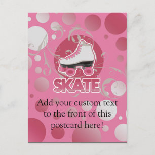 Rosa Bubble Swirl Roller Skate Vykort