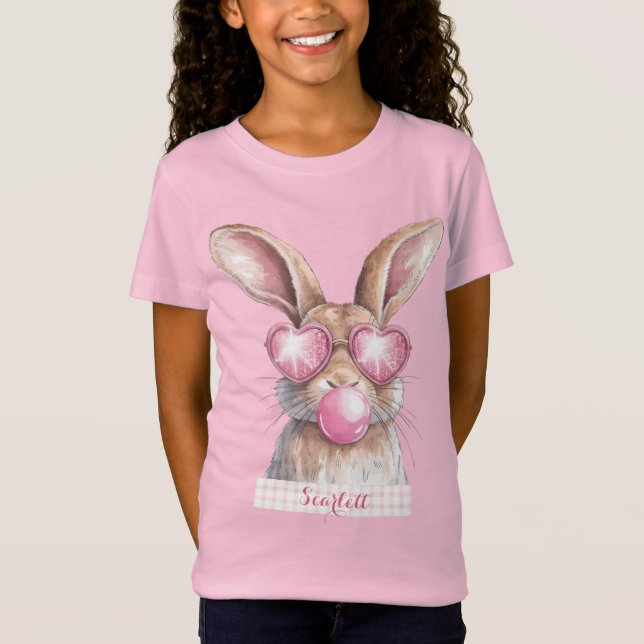 Rosa Bubblegum Påskhare Personlig T-Shirt (Framsida)