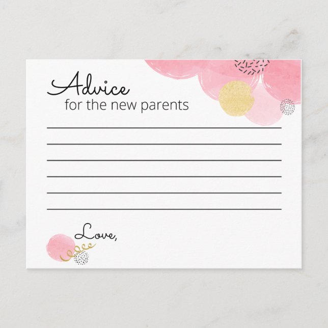 Rosa Bubbles Baby Shower - Adapter Vykort (Framsida)