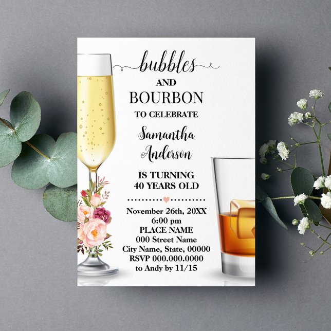 Rosa Bubbles & Bourbon innan jag gör Möhippa Inbjudningar (Skapare uppladdad)