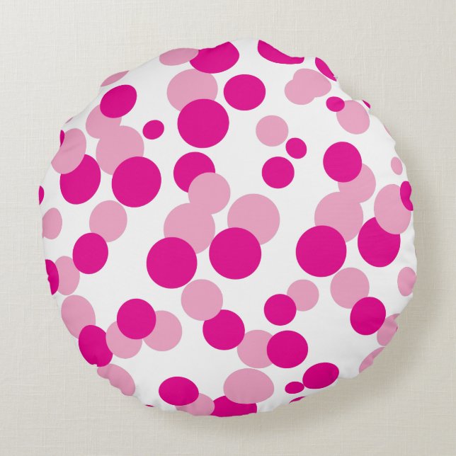 Rosa Bubbles Confetti Mönster Round Pillow Rund Kudde (Baksidan)