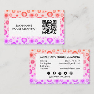 Rosa Bubbles Minimal House Städning Janitorial QR Visitkort