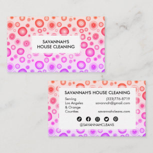 Rosa Bubbles Minimalist House Städning Janitorial Visitkort