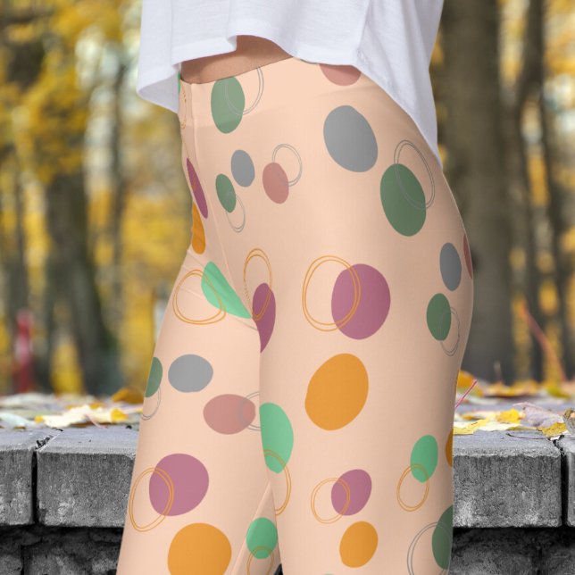 Rosa Bubbles Mönster Leggings (Bubbly Bubbles on Apricot Leggings)