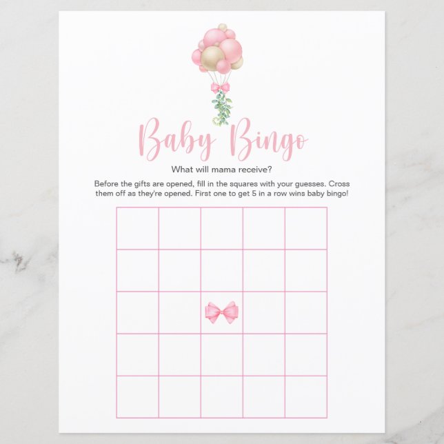 Rosa Bubblor Babyskor Bingo Game (Framsida)
