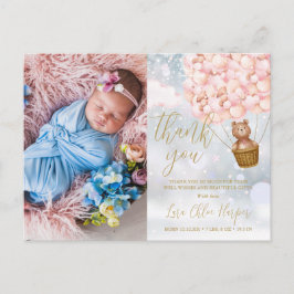 Rosa Bubblor Bear Tack Photo Winter Baby Meddelande Vykort