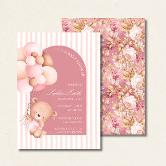 Rosa Bubblor & Bloom Baby Shower Inbjudningar