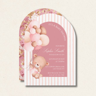 Rosa Bubblor, Rand & Bloom Baby Shower Arch Inbjudningar