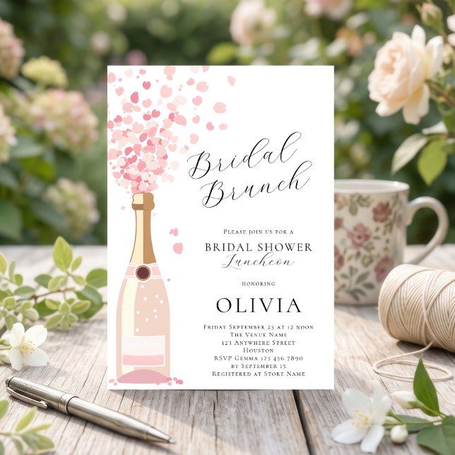 Rosa Bubbly Brunch Bröllopsdusch Inbjudningar (Skapare uppladdad)